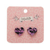 Heart Chunky Glitter Resin Stud Earrings - Holographic Pink