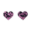 Erstwilder Essentials Heart Chunky Glitter Resin Stud Earrings - Holographic Pink EE0005-CG0220