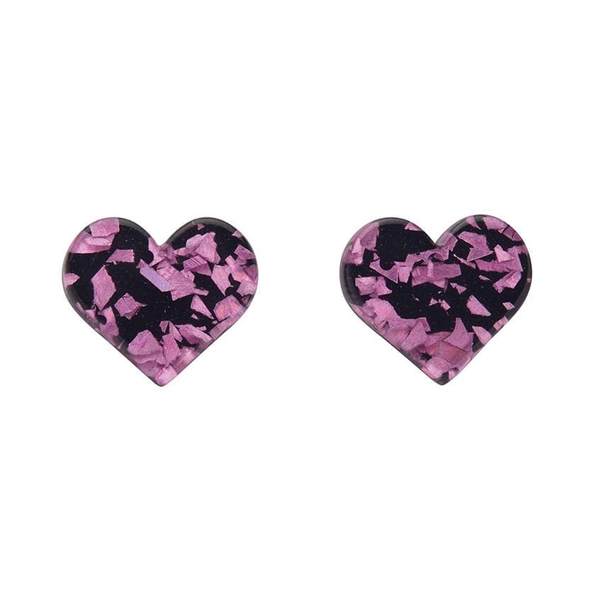 Erstwilder Essentials Heart Chunky Glitter Resin Stud Earrings - Holographic Pink EE0005-CG0220