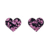 Heart Chunky Glitter Resin Stud Earrings - Holographic Pink