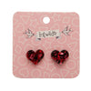 Heart Chunky Glitter Resin Stud Earrings - Red