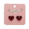 Heart Chunky Glitter Resin Stud Earrings - Holographic Pink