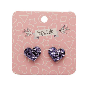 Erstwilder Essentials Heart Chunky Glitter Resin Stud Earrings - Lavender EE0005-CG5100
