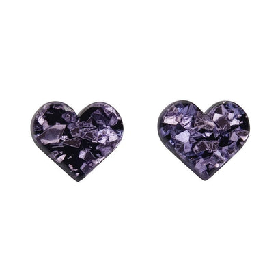 Erstwilder Essentials Heart Chunky Glitter Resin Stud Earrings - Lavender EE0005-CG5100