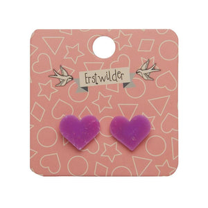 Erstwilder Essentials Heart Glitter Resin Stud Earrings - Purple EE0005-G5000