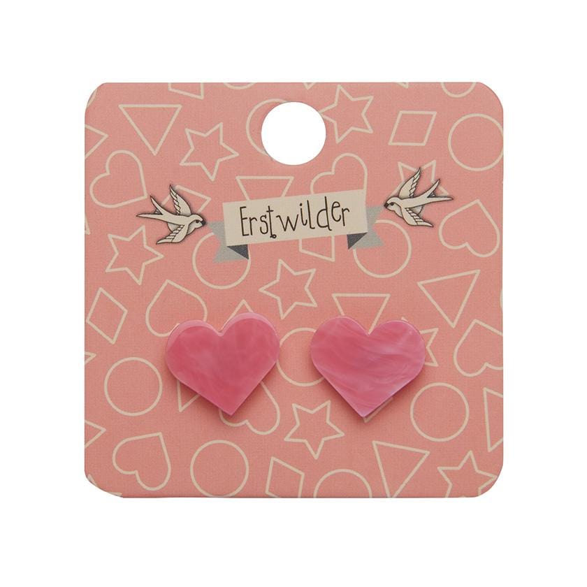 Erstwilder Essentials Heart Marble Resin Stud Earrings - Pink EE0005-MA2000