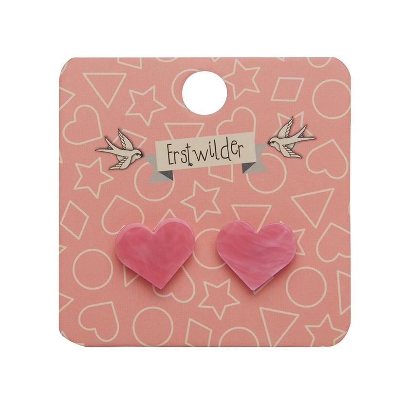 Erstwilder Essentials Heart Marble Resin Stud Earrings - Pink EE0005-MA2000