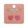Heart Marble Resin Stud Earrings - Pink