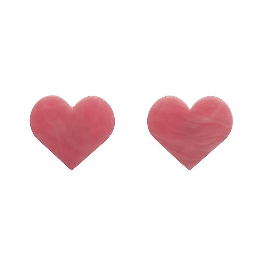 Erstwilder Essentials Heart Marble Resin Stud Earrings - Pink EE0005-MA2000