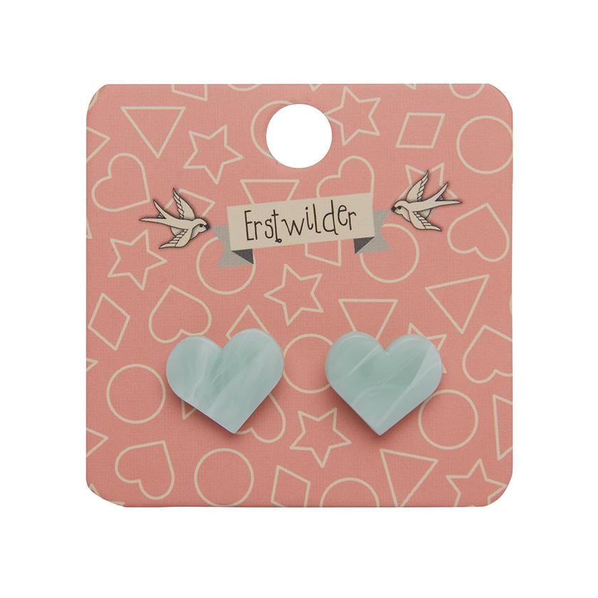 Erstwilder Essentials Heart Marble Resin Stud Earrings - Mint EE0005-MA4300