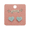 Heart Marble Resin Stud Earrings - Mint