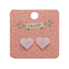 Heart Solid Glitter Stud Earrings - Pink