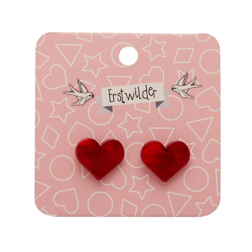 Erstwilder Essentials Heart Textured Resin Stud Earrings - Red EE0005-RI1000