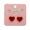 Heart Textured Resin Stud Earrings - Red