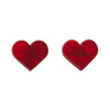 Heart Textured Resin Stud Earrings - Red