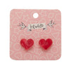 Heart Textured Resin Stud Earrings - Pink