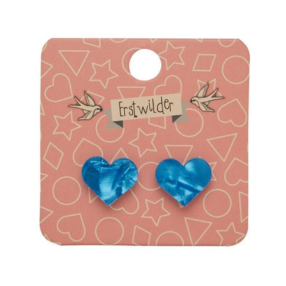 Erstwilder Essentials Heart Textured Resin Stud Earrings - Blue EE0005-RI3000