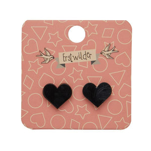 Erstwilder Essentials Heart Textured Resin Stud Earrings - Black EE0005-RI7000
