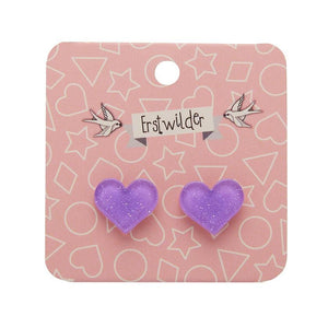 Erstwilder Essentials Heart Glitter Resin Stud Earrings - Lavender EE0005-SG5100