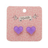 Heart Glitter Resin Stud Earrings - Lavender
