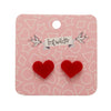 Heart Solid Resin Stud Earrings - Red