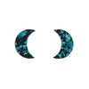 Crescent Moon Chunky Glitter Resin Stud Earrings - Teal