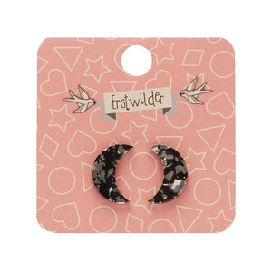 Erstwilder Essentials Crescent Moon Chunky Glitter Resin Stud Earrings - Gold EE0006-CG6500