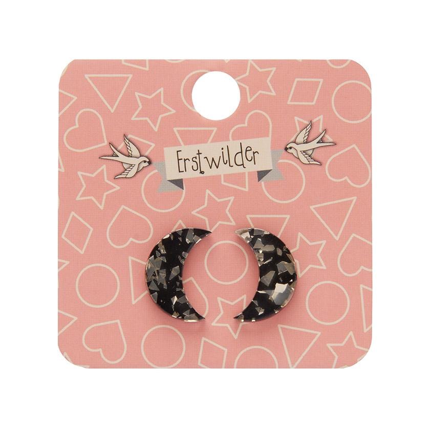 Erstwilder Essentials Crescent Moon Chunky Glitter Resin Stud Earrings - Gold EE0006-CG6500