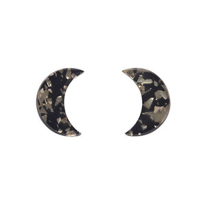 Erstwilder Essentials Crescent Moon Chunky Glitter Resin Stud Earrings - Gold EE0006-CG6500