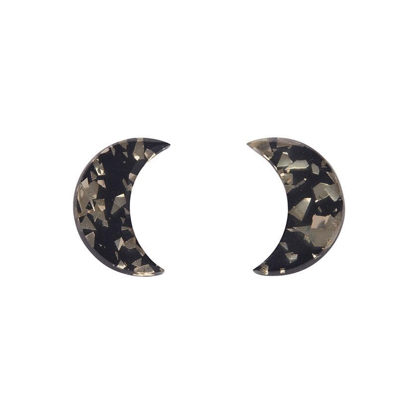 Erstwilder Essentials Crescent Moon Chunky Glitter Resin Stud Earrings - Gold EE0006-CG6500