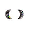 Crescent Moon Chunky Glitter Resin Stud Earrings - Holographic Silver