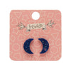Crescent Moon Solid Glitter Resin Stud Earrings - Dark Blue