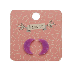 Erstwilder Essentials Crescent Moon Solid Glitter Resin Stud Earrings - Purple EE0006-G5000