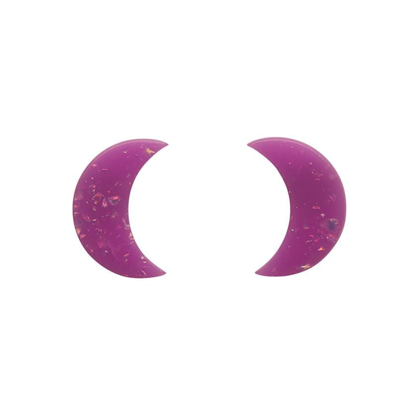 Erstwilder Essentials Crescent Moon Solid Glitter Resin Stud Earrings - Purple EE0006-G5000