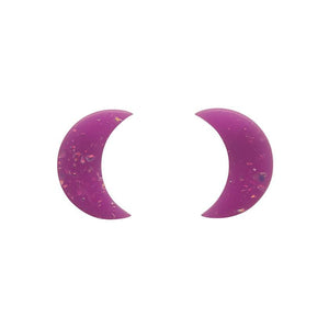 Erstwilder Essentials Crescent Moon Solid Glitter Resin Stud Earrings - Purple EE0006-G5000
