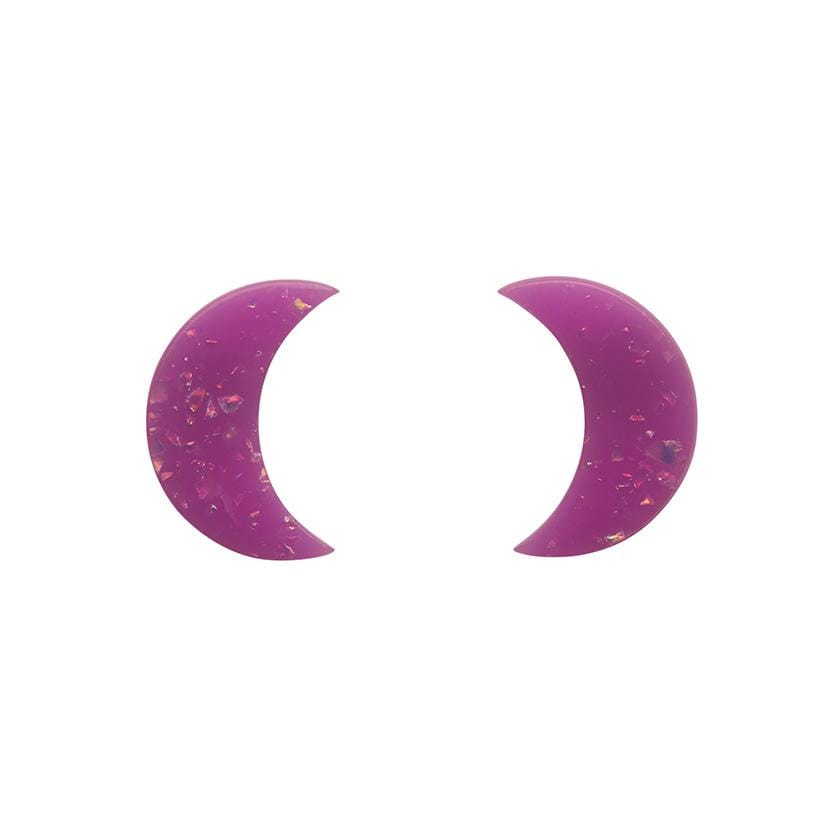 Erstwilder Essentials Crescent Moon Solid Glitter Resin Stud Earrings - Purple EE0006-G5000