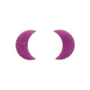 Crescent Moon Solid Glitter Resin Stud Earrings - Purple