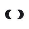 Crescent Moon Solid Glitter Resin Stud Earrings - Black
