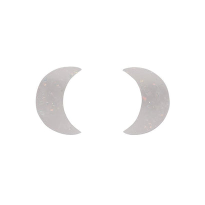 Erstwilder Essentials Crescent Moon Solid Glitter Resin Stud Earrings - White EE0006-G8000