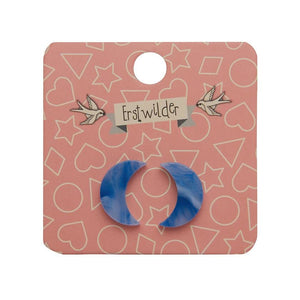 Erstwilder Essentials Crescent Moon Marble Resin Stud Earrings - Blue EE0006-MA3000