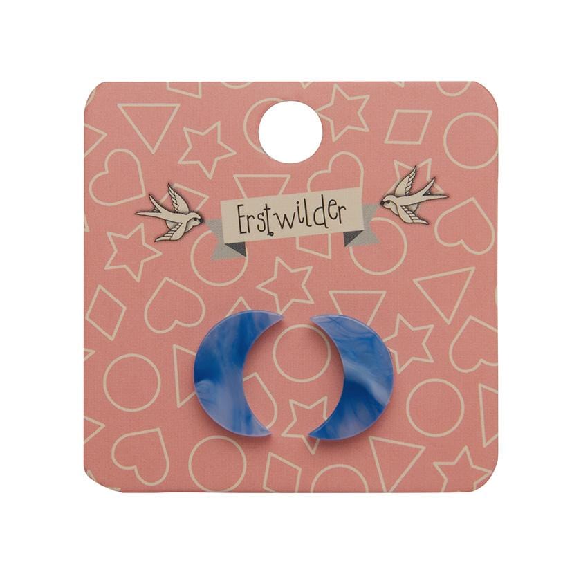 Erstwilder Essentials Crescent Moon Marble Resin Stud Earrings - Blue EE0006-MA3000