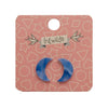 Crescent Moon Marble Resin Stud Earrings - Blue