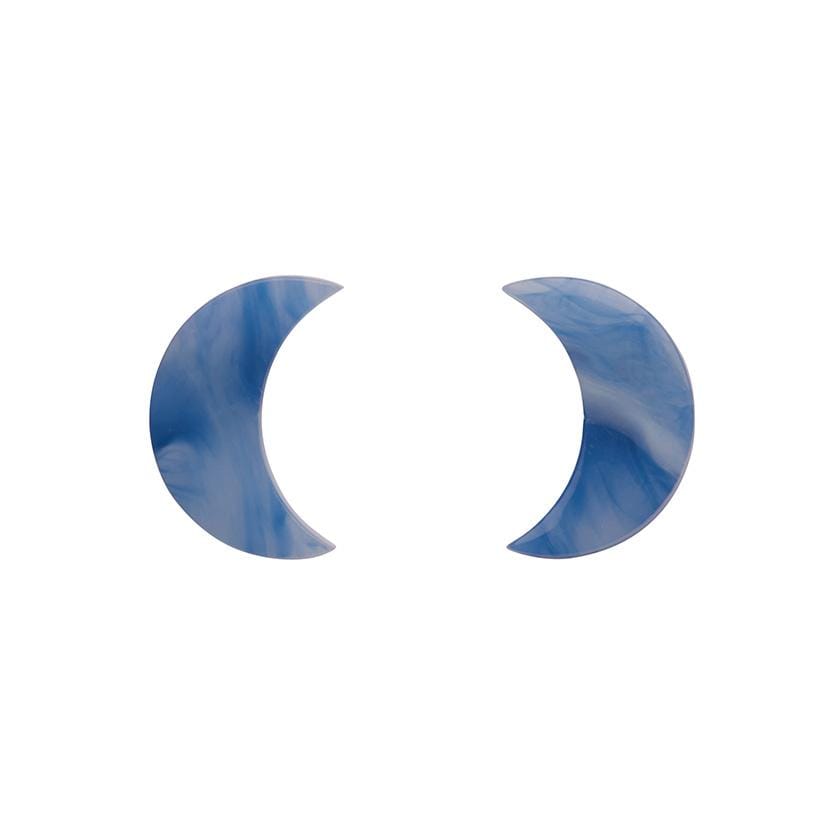 Erstwilder Essentials Crescent Moon Marble Resin Stud Earrings - Blue EE0006-MA3000