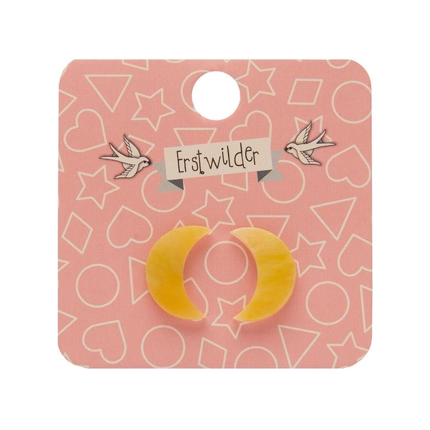 Erstwilder Essentials Crescent Moon Marble Resin Stud Earrings - Yellow EE0006-MA6000