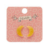 Crescent Moon Marble Resin Stud Earrings - Yellow