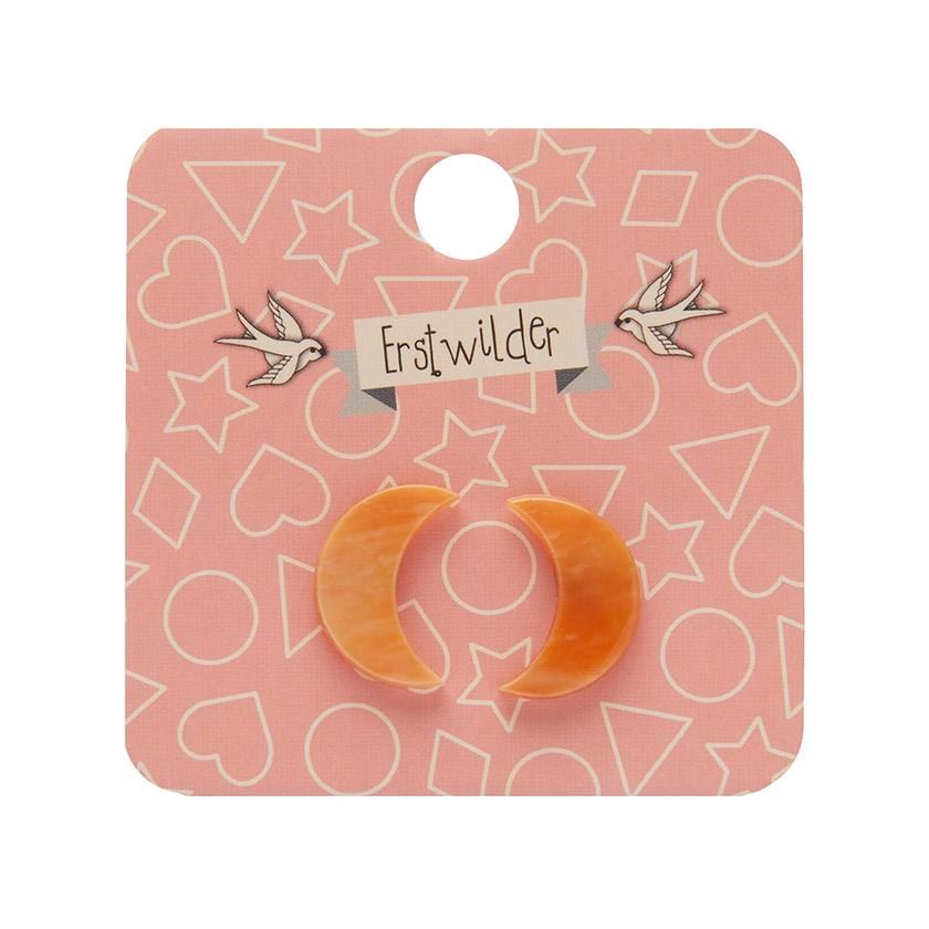 Erstwilder Essentials Crescent Moon Marble Resin Stud Earrings - Orange EE0006-MA6100