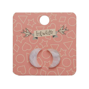 Erstwilder Essentials Crescent Moon Marble Resin Stud Earrings - White EE0006-MA8000