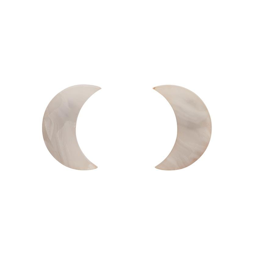 Erstwilder Essentials Crescent Moon Marble Resin Stud Earrings - White EE0006-MA8000