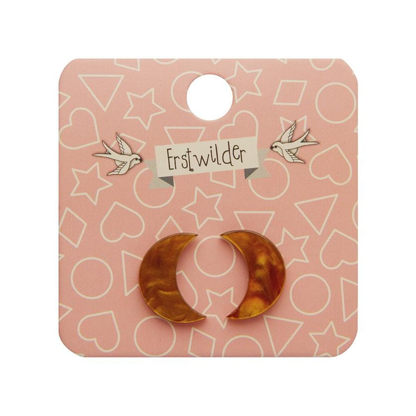 Erstwilder Essentials Crescent Moon Ripple Resin Stud Earrings - Gold EE0006-RI6500