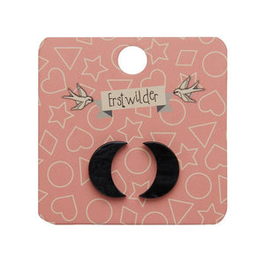 Erstwilder Essentials Crescent Moon Ripple Resin Stud Earrings - Black EE0006-RI7000